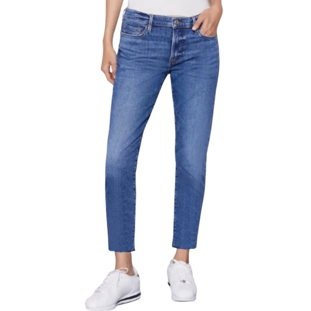 FRAME LE GARCON SIim Leg Mid Rise Gratitude Jeans Size 27 Raw Hem STYLE LGJRAZ8S - Picture 2 of 13
